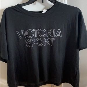 Victoria Secret silver sequined logo short sleeve